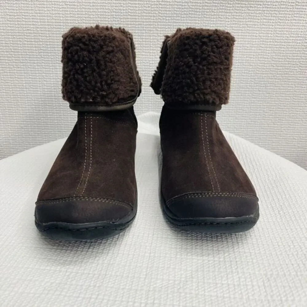 Explore 24 By Easy Spirit Boots Womens 6.5 Lockdown Snow Brown Suede Leather Zip